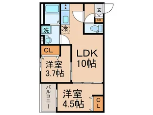 仮)東大阪市吉田6丁目AP B棟【2階】の間取り