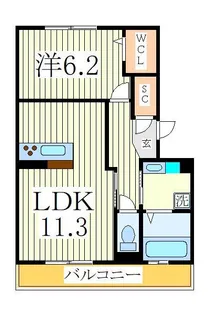 グレイスコートB棟【1階】の間取り