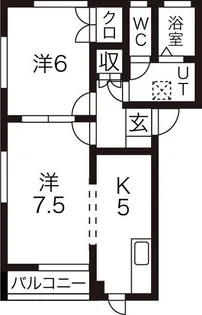 クラージュ G館【1階】の間取り