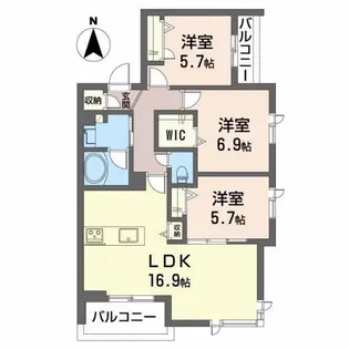 GRANFIORE MOLLIS【3階】の間取り