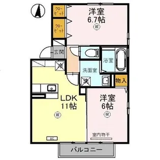 2LDKの間取り画像