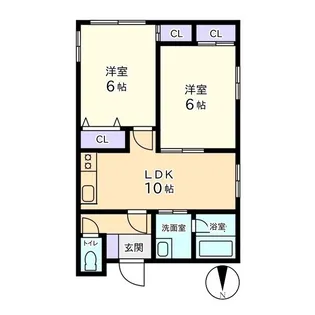 信開セルーラ山代温泉北部LEFT【2階】の間取り
