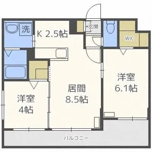 北海道札幌市中央区北七条西25【マンション】の間取り