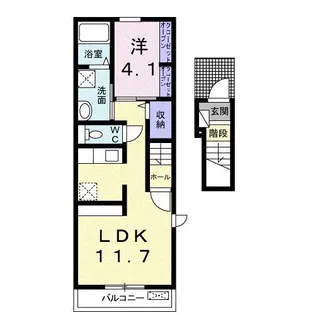 岡山県岡山市東区楢原【アパート】の間取り
