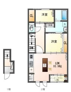 東野川4丁目 アパート新築工事【2階】の間取り