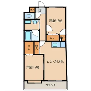 ボヌールプラージュ【2階】の間取り