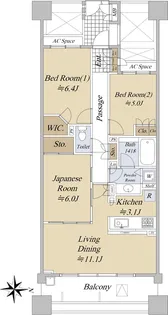 グランアルト加賀【8階】の間取り