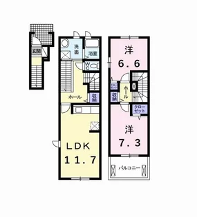 アルカンシエルB【2階】の間取り