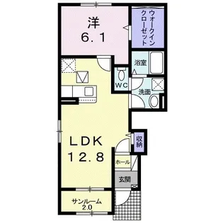 ラ・ティーダヒル【1階】の間取り