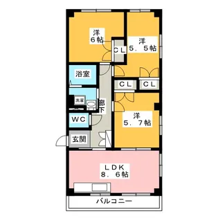 リアフレール東仲町【2階】の間取り