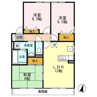 メルベーユ富の原 C棟【1階】の間取り