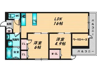 ウエスタンハイツ19【1階】の間取り