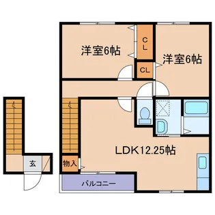 岡山県笠岡市西大島新田【アパート】の間取り
