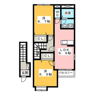 2LDKの間取り画像