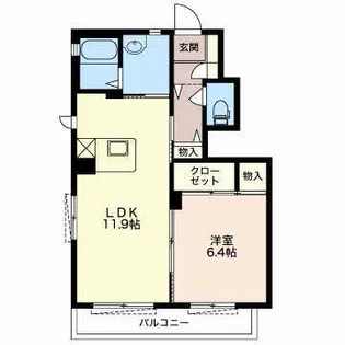 アンソレイエB【1階】の間取り