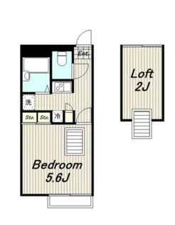 レオパレス鶴園【2階】の間取り