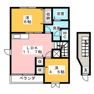 サンバースト B【2階】の間取り