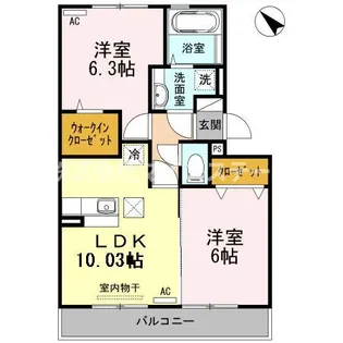 ライジングサン西宮 A棟【1階】の間取り