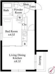 オークプレイス三軒茶屋【3階】の間取り