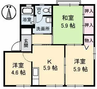 ヴィラ・ハピネス B棟【2階】の間取り