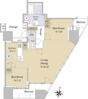 プラウドタワー東池袋ステーションアリーナ【22階】の間取り