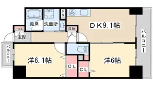 カルムレトリア西梅田【7階】の間取り