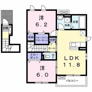 エスポワールあさみぞ1【2階】の間取り