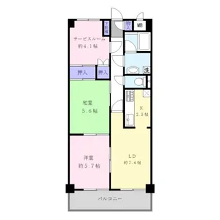 キャッスルマンション所沢有楽町【7階】の間取り