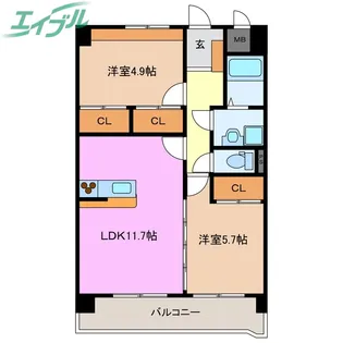 プリリアンスTAKEKOSHI A【1階】の間取り