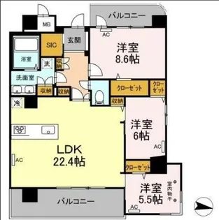 PARK AVENUE EAST【14階】の間取り