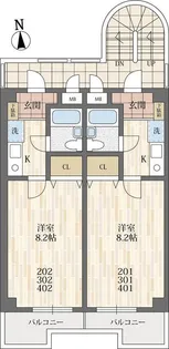 アーバーニー甲子園【2階】の間取り