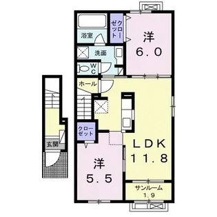 カサ・プリマベラV【2階】の間取り
