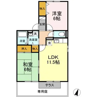 サンセール・カンザキ A棟【1階】の間取り