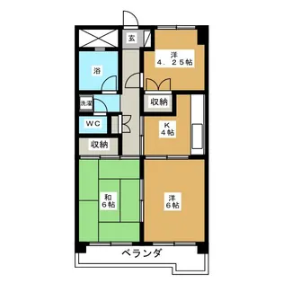 サンハイツ石橋2号【2階】の間取り