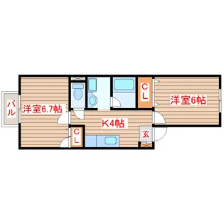 コージーコート小田原【1階】の間取り
