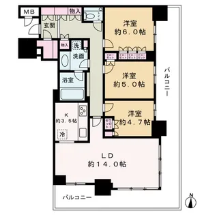 ブランズタワー梅田 North【10階】の間取り