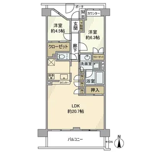 コスモ町屋ロイヤルフォルム【2階】の間取り