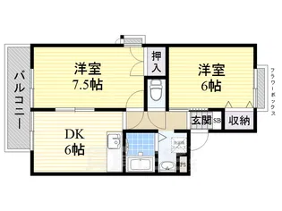 ハイツプラムナイン【2階】の間取り