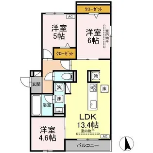 セレスティア鷺山 WEST【1階】の間取り