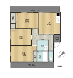 田川伊田東町アパートC棟【1階】の間取り