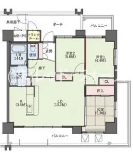 クラシオン小笹山手3番館【6階】の間取り