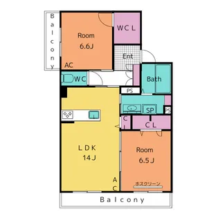 アルエット竜美丘【1階】の間取り