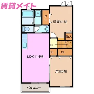 シェル ラシーヌI【2階】の間取り