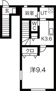ワンリッチ金ヶ崎B【2階】の間取り