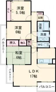 富雄サンパレスI号館【1階】の間取り