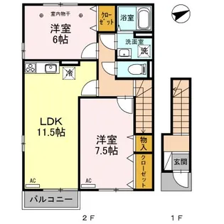新潟県新潟市東区新松崎1【アパート】の間取り
