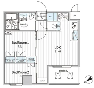 東京都中央区日本橋久松町【マンション】の間取り