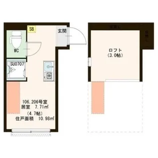 東京都杉並区阿佐谷北4【アパート】の間取り