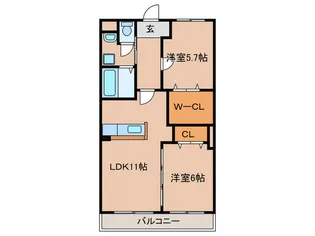 ワンズホ-ム北野【1階】の間取り