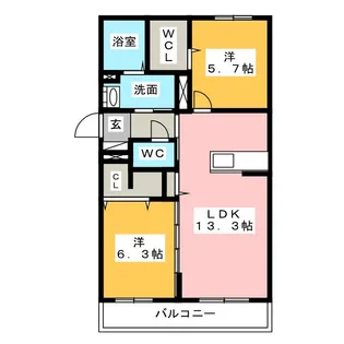クオーレ公園西 S【2階】の間取り